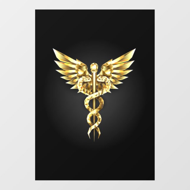 Gold Polygonal Symbol Caduceus Floor Decals (Front)
