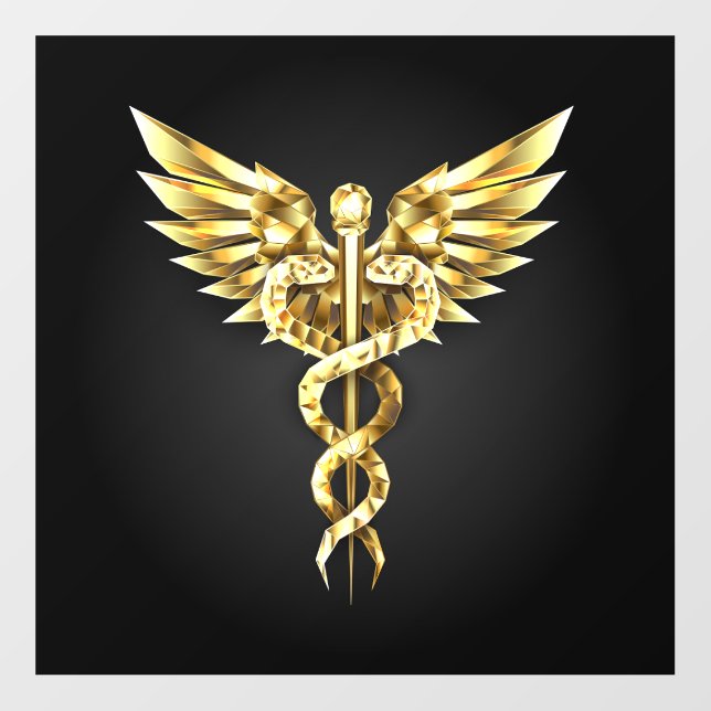 Gold Polygonal Symbol Caduceus Floor Decals (Front)