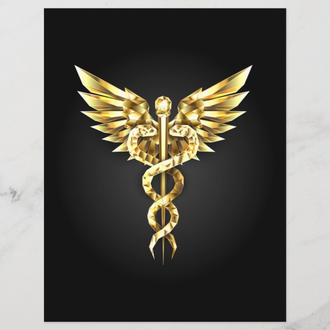 Gold Polygonal Symbol Caduceus Flyer (Front)