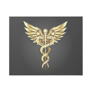 Gold Polygonal Symbol Caduceus Gallery Wrap