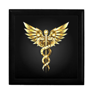 Gold Polygonal Symbol Caduceus Gift Box