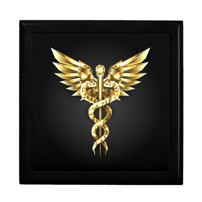 Gold Polygonal Symbol Caduceus Gift Box (Front)