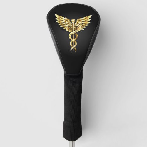 Gold Polygonal Symbol Caduceus Golf Head Cover