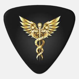 Gold Polygonal Symbol Caduceus Guitar Pick