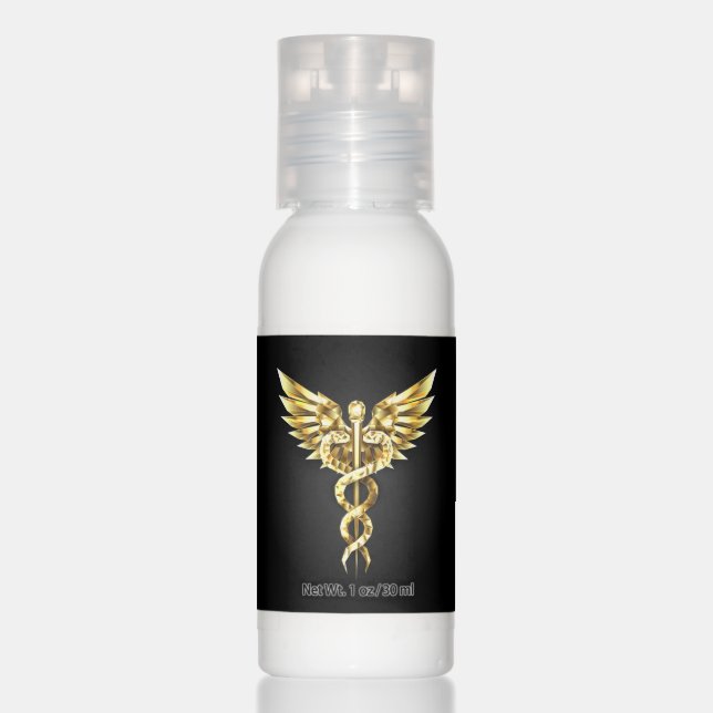 Gold Polygonal Symbol Caduceus Hand Lotion (Front)