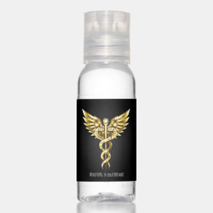 Gold Polygonal Symbol Caduceus Hand Sanitizer