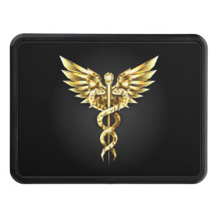 Gold Polygonal Symbol Caduceus Hitch Cover