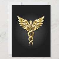 Gold Polygonal Symbol Caduceus