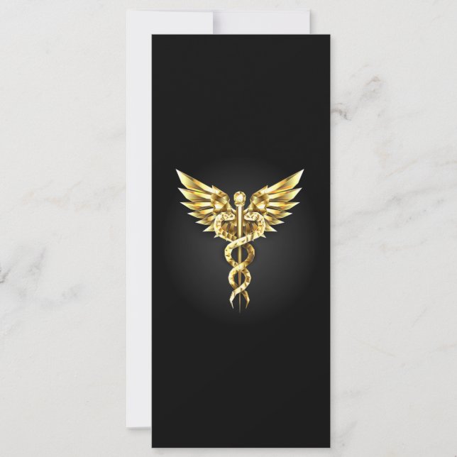 Gold Polygonal Symbol Caduceus Invitation (Front)