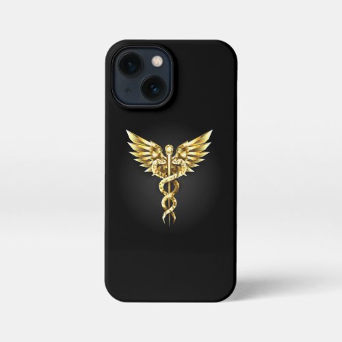 Gold Polygonal Symbol Caduceus iPhone 13 Mini Case