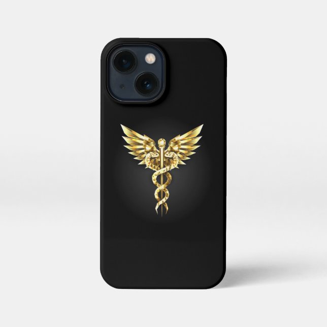Gold Polygonal Symbol Caduceus iPhone Case (Back)