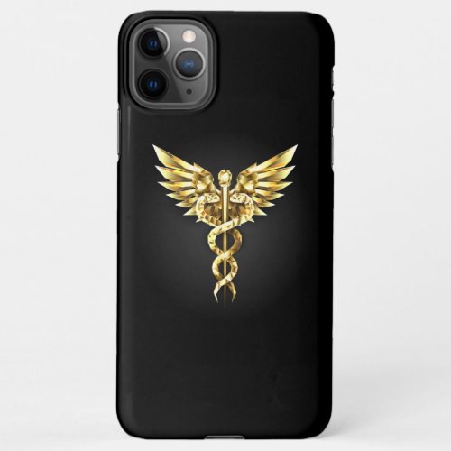 Gold Polygonal Symbol Caduceus iPhone 11Pro Max Case