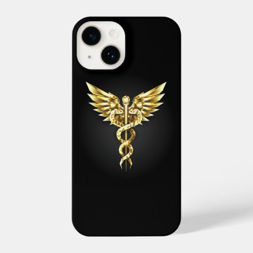 Gold Polygonal Symbol Caduceus iPhone 14 Case