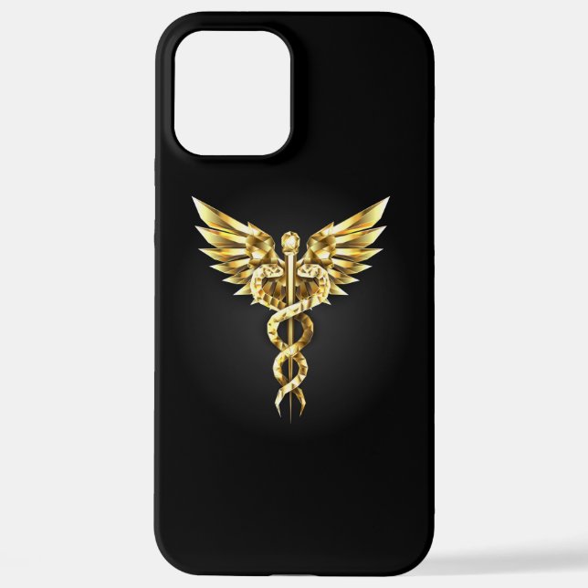 Gold Polygonal Symbol Caduceus iPhone Case (Back)