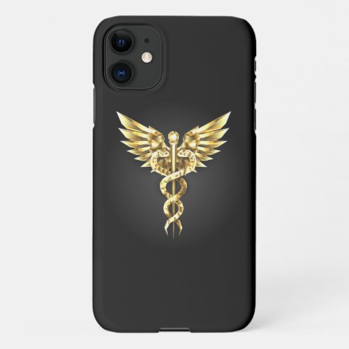 Gold Polygonal Symbol Caduceus iPhone 11 Case