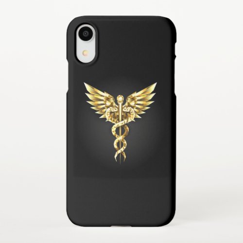 Gold Polygonal Symbol Caduceus iPhone XR Case