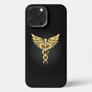 Gold Polygonal Symbol Caduceus iPhone 13 Pro Max Case