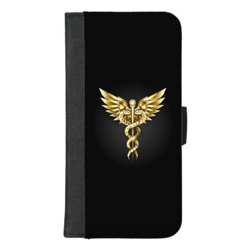 Gold Polygonal Symbol Caduceus iPhone 87 Plus Wallet Case
