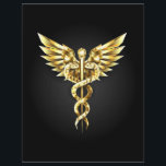 Gold Polygonal Symbol Caduceus Letterhead<br><div class="desc">Gold polygonal Caduceus symbols on black isolated background. Low poly symbol of medicine.</div>