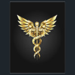 Gold Polygonal Symbol Caduceus Letterhead<br><div class="desc">Gold polygonal Caduceus symbols on black isolated background. Low poly symbol of medicine.</div>