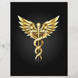 Gold Polygonal Symbol Caduceus Letterhead