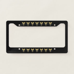 Gold Polygonal Symbol Caduceus License Plate Frame