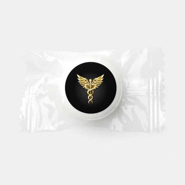 Gold Polygonal Symbol Caduceus Life Saver® Mints (Front)
