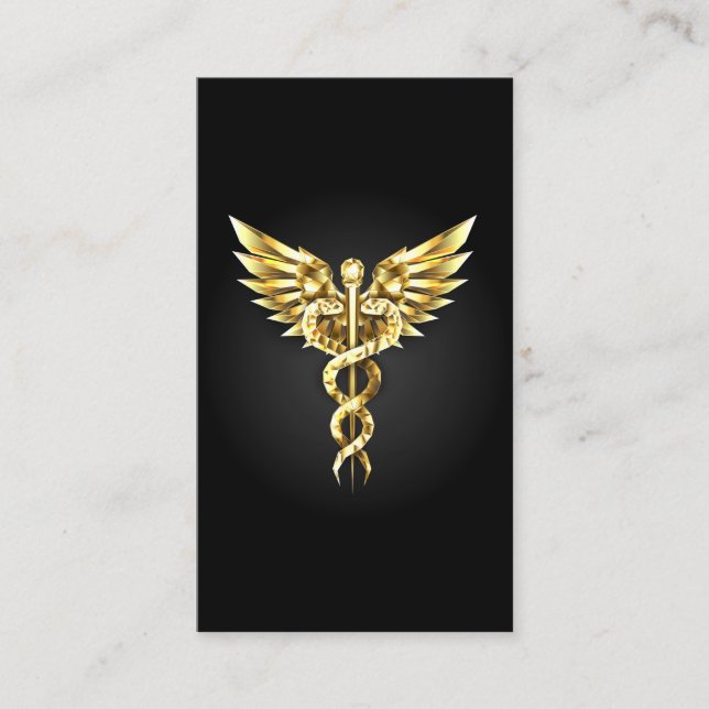 Gold Polygonal Symbol Caduceus Loyalty Card (Front)