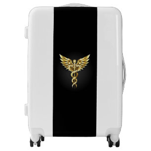 Gold Polygonal Symbol Caduceus Luggage