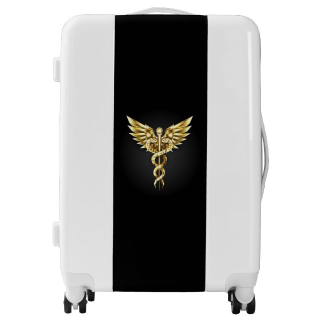 Gold Polygonal Symbol Caduceus Luggage (Front)