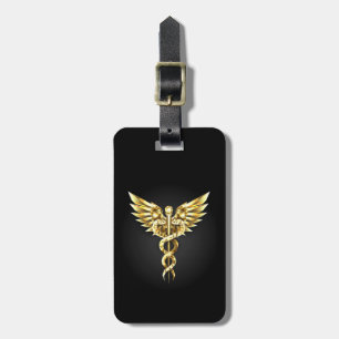 Gold Polygonal Symbol Caduceus Luggage Tag
