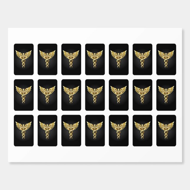 Gold Polygonal Symbol Caduceus Matchboxes (Sticker Sheet)