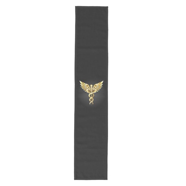 Gold Polygonal Symbol Caduceus Medium Table Runner (Front)