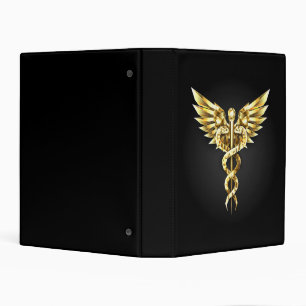 Gold Polygonal Symbol Caduceus Mini Binder