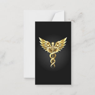 Gold Polygonal Symbol Caduceus Note Card