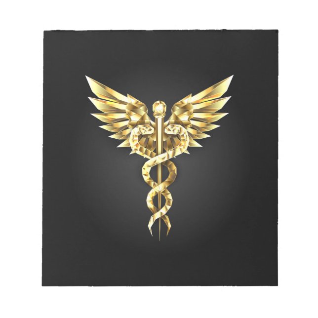 Gold Polygonal Symbol Caduceus Notepad (Front)