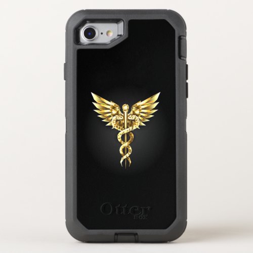 Gold Polygonal Symbol Caduceus OtterBox Defender iPhone SE87 Case