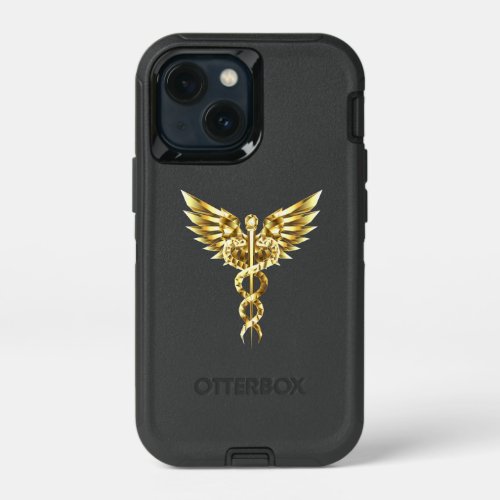 Gold Polygonal Symbol Caduceus iPhone 13 Mini Case