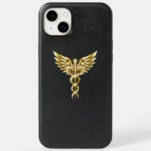 Gold Polygonal Symbol Caduceus OtterBox iPhone 14 Plus Case