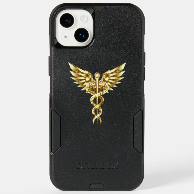 Gold Polygonal Symbol Caduceus Otterbox iPhone Case (Back)