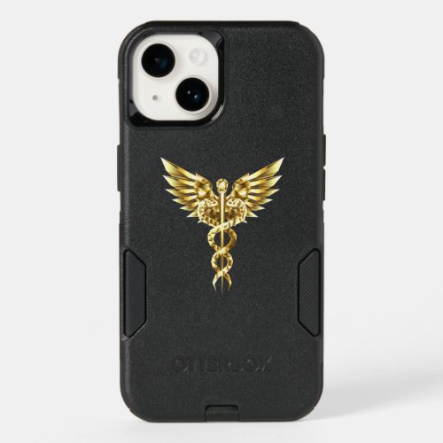 Gold Polygonal Symbol Caduceus OtterBox iPhone 14 Case