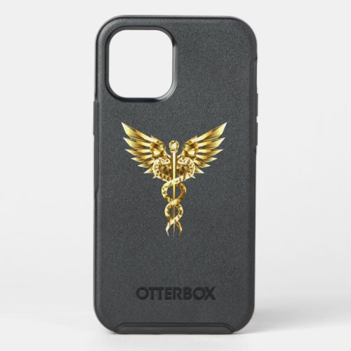 Gold Polygonal Symbol Caduceus OtterBox Symmetry iPhone 12 Pro Case