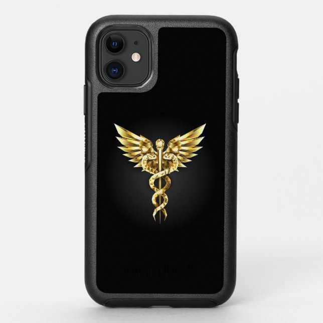 Gold Polygonal Symbol Caduceus Otterbox iPhone Case (Back)