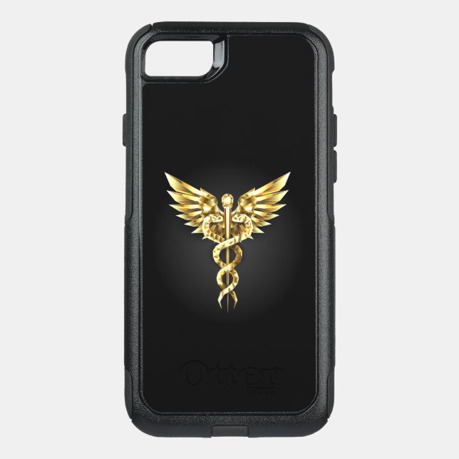 Gold Polygonal Symbol Caduceus Otterbox iPhone Case (Back)