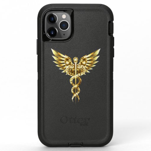 Gold Polygonal Symbol Caduceus OtterBox Defender iPhone 11 Pro Max Case