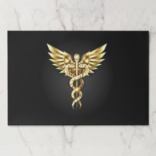 Gold Polygonal Symbol Caduceus Paper Pad