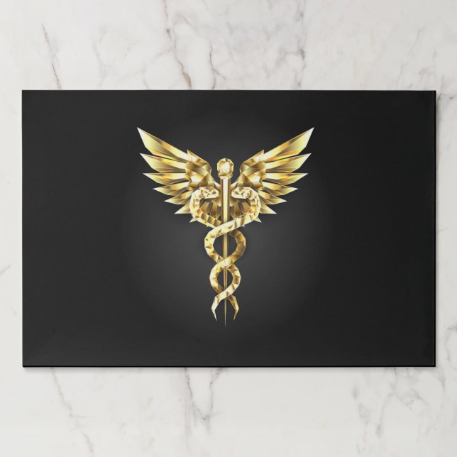 Gold Polygonal Symbol Caduceus Paper Pad (Front)
