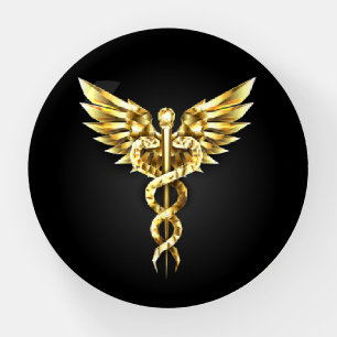 Gold Polygonal Symbol Caduceus Paperweight