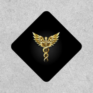 Gold Polygonal Symbol Caduceus Patch
