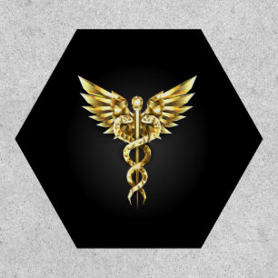 Gold Polygonal Symbol Caduceus Patch